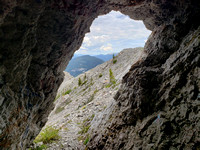 looking out from a cave
