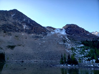 Mt. Schaffer ascent ridge on the left, across Schaffer Lake