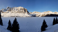 I took this pano of Bow Lake shortly before arriving to the trailhead